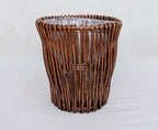 Handwoven willow planter basket in Brown with a plastic liner, 10 in top opening