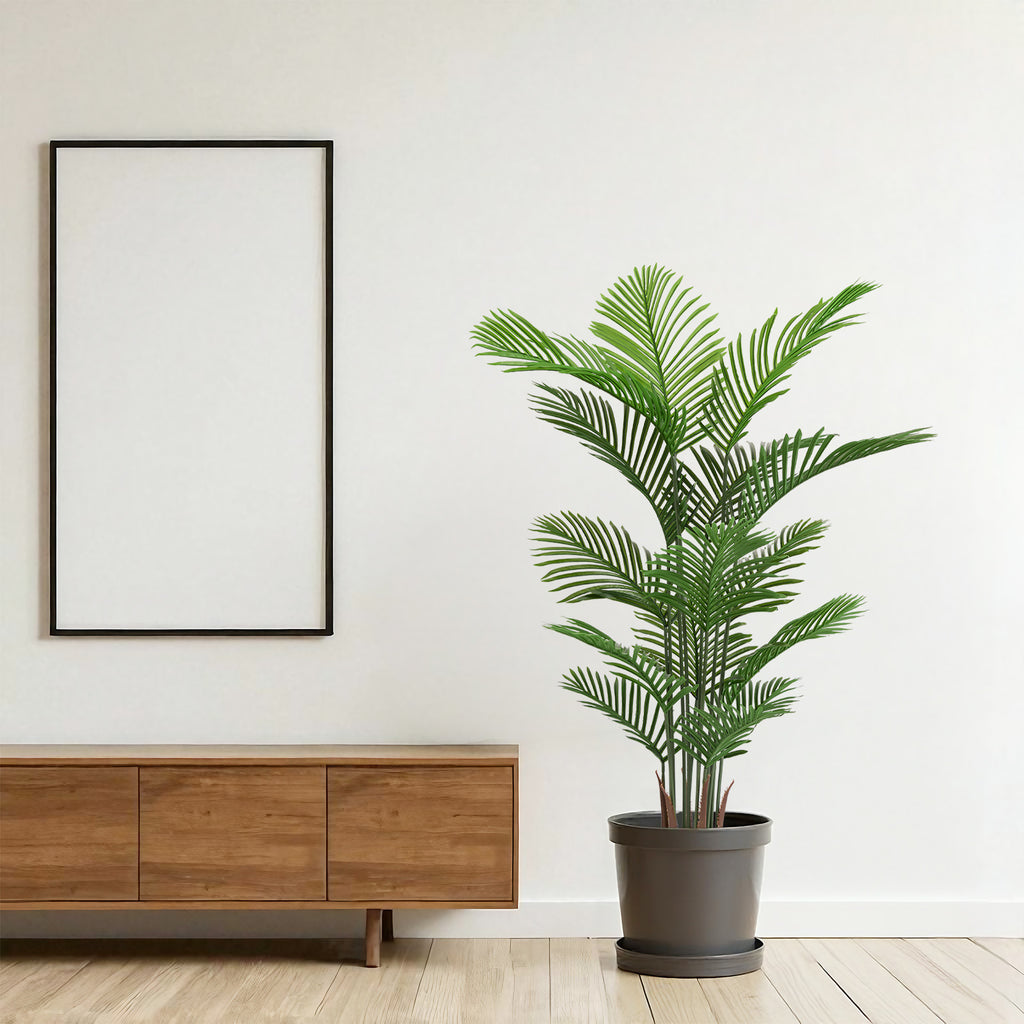 Photo of the faux areca palms, set of 2