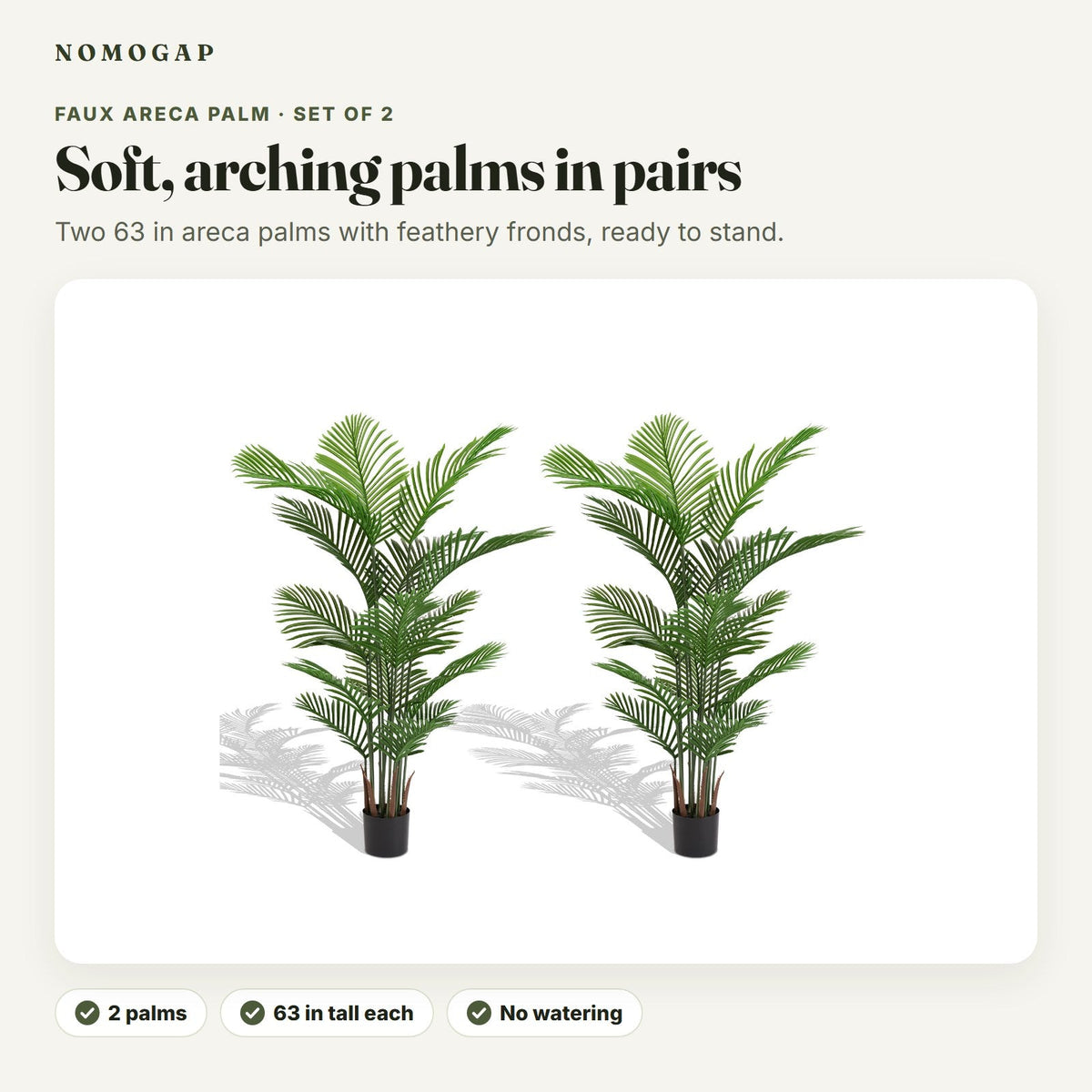 Faux areca palm, set of 2: overview