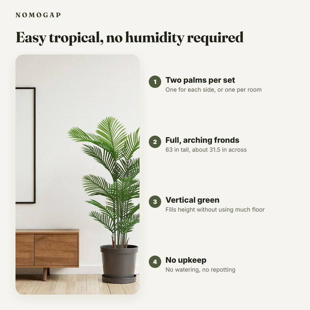 Faux areca palm, set of 2: features