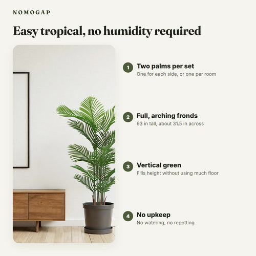 Faux areca palm, set of 2: features
