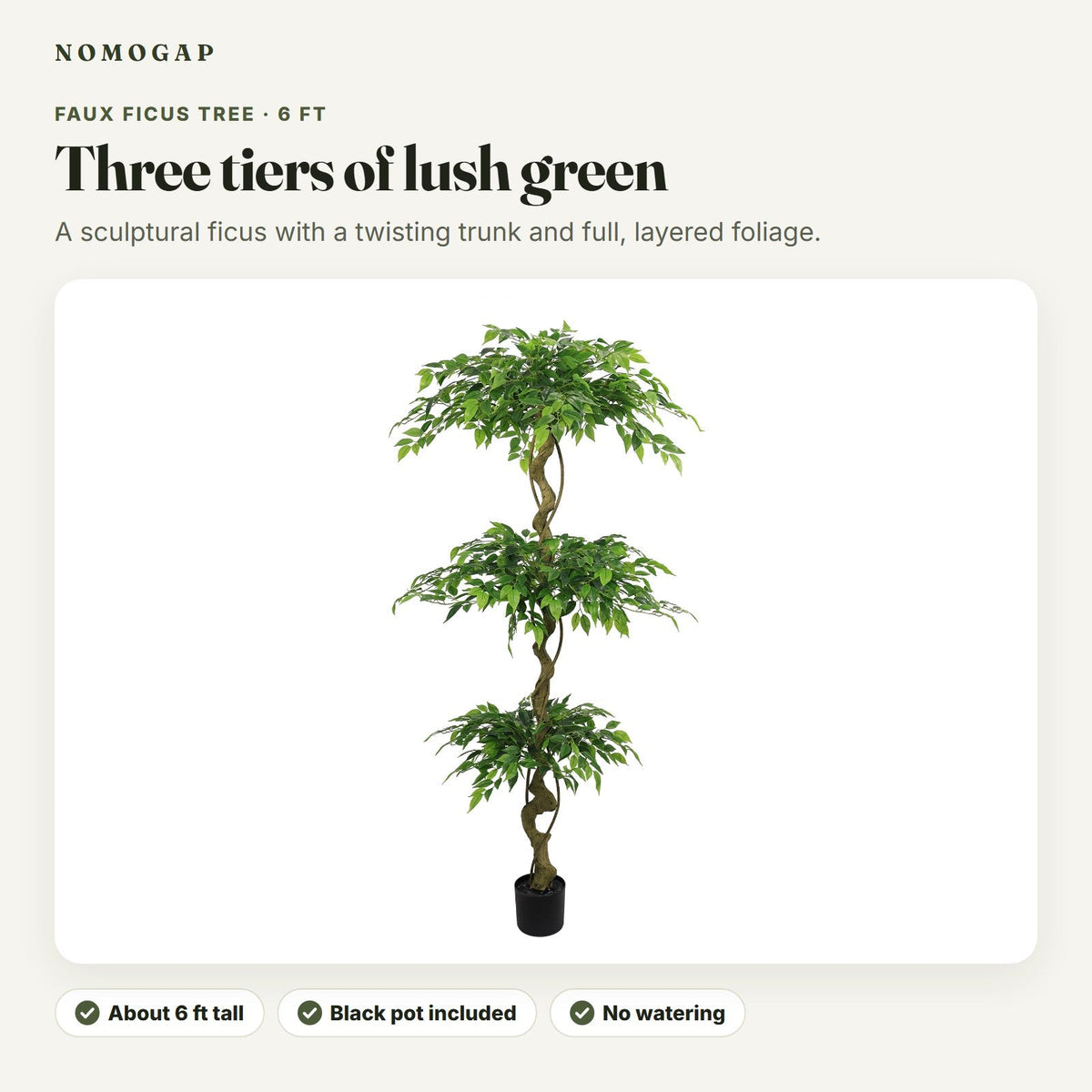 6 ft faux ficus tree: overview