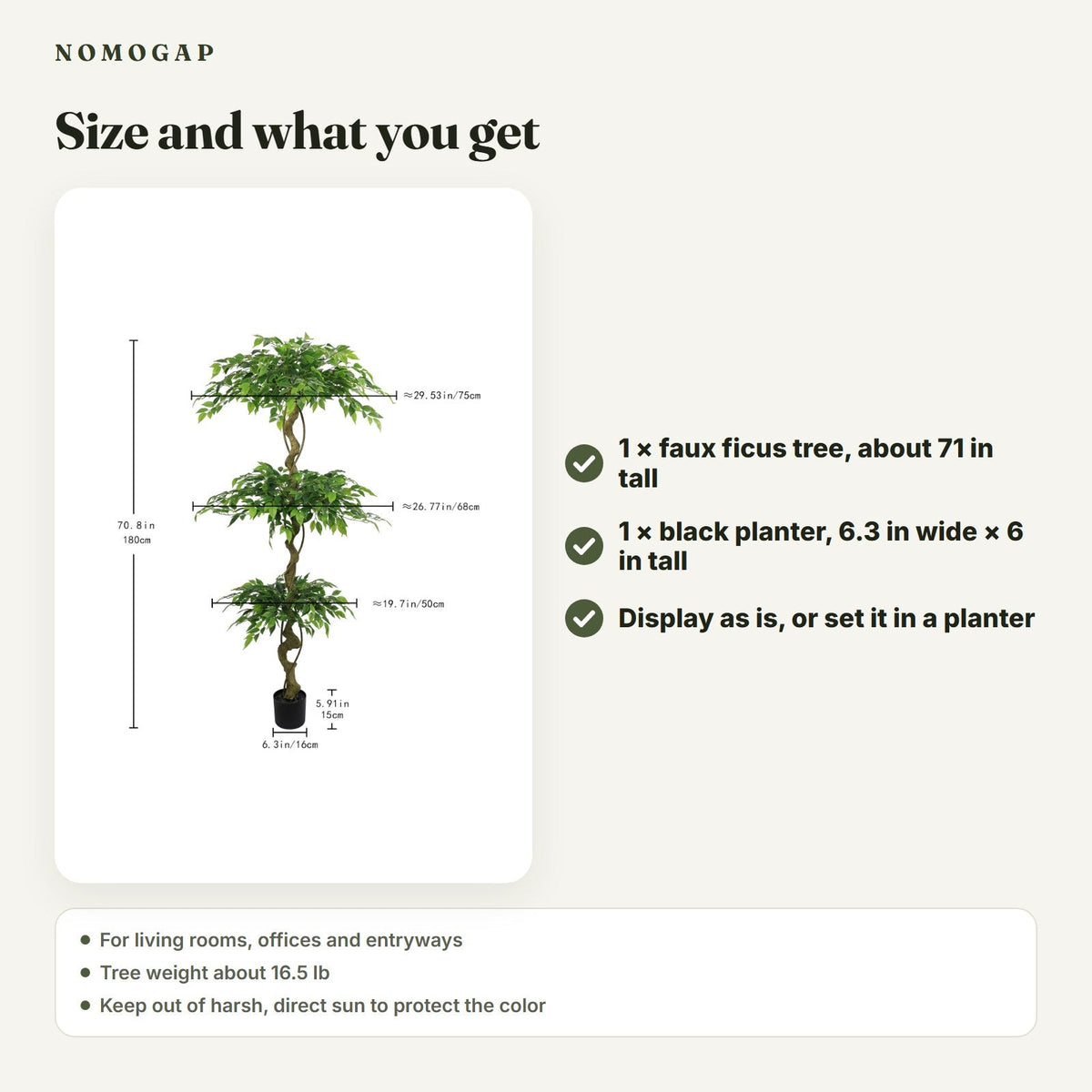 Pair of 6 ft faux ficus trees (detail)