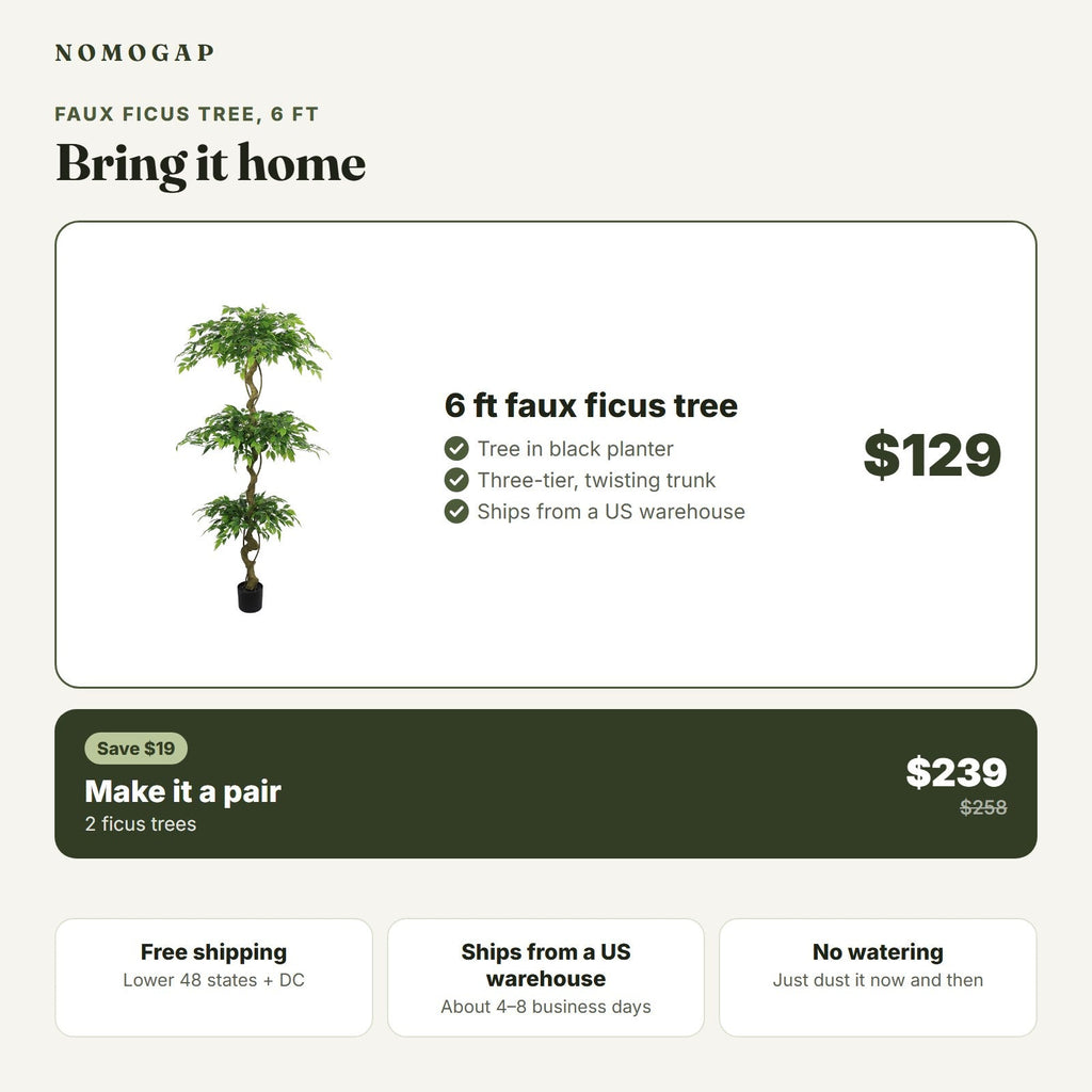 6 ft faux ficus tree: price