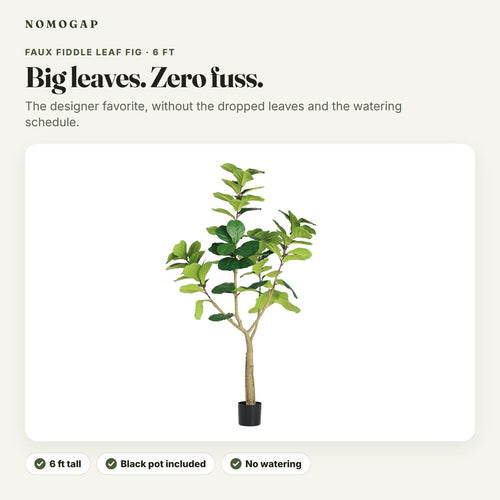6 ft faux fiddle leaf fig tree: overview
