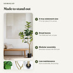 Pair of 6 ft faux fiddle leaf fig trees (detail)