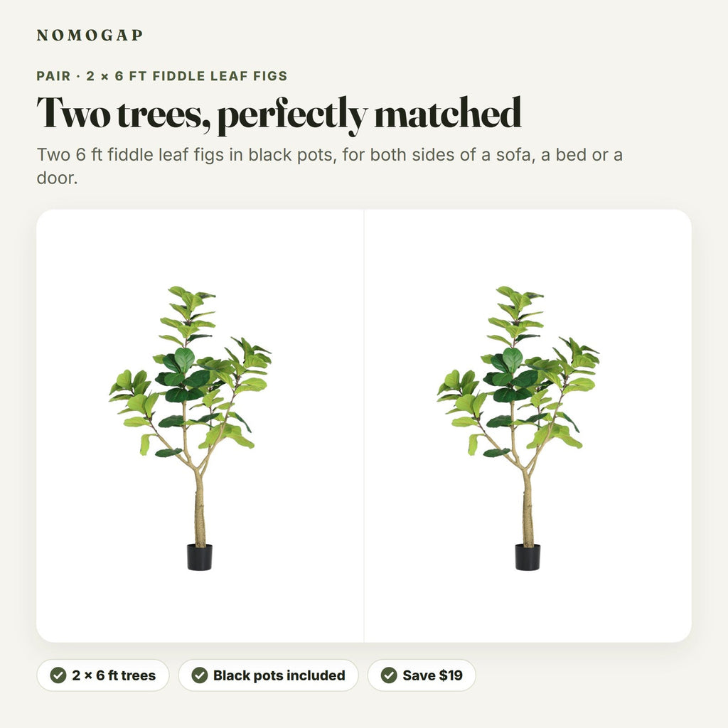 Pair of 6 ft faux fiddle leaf fig trees