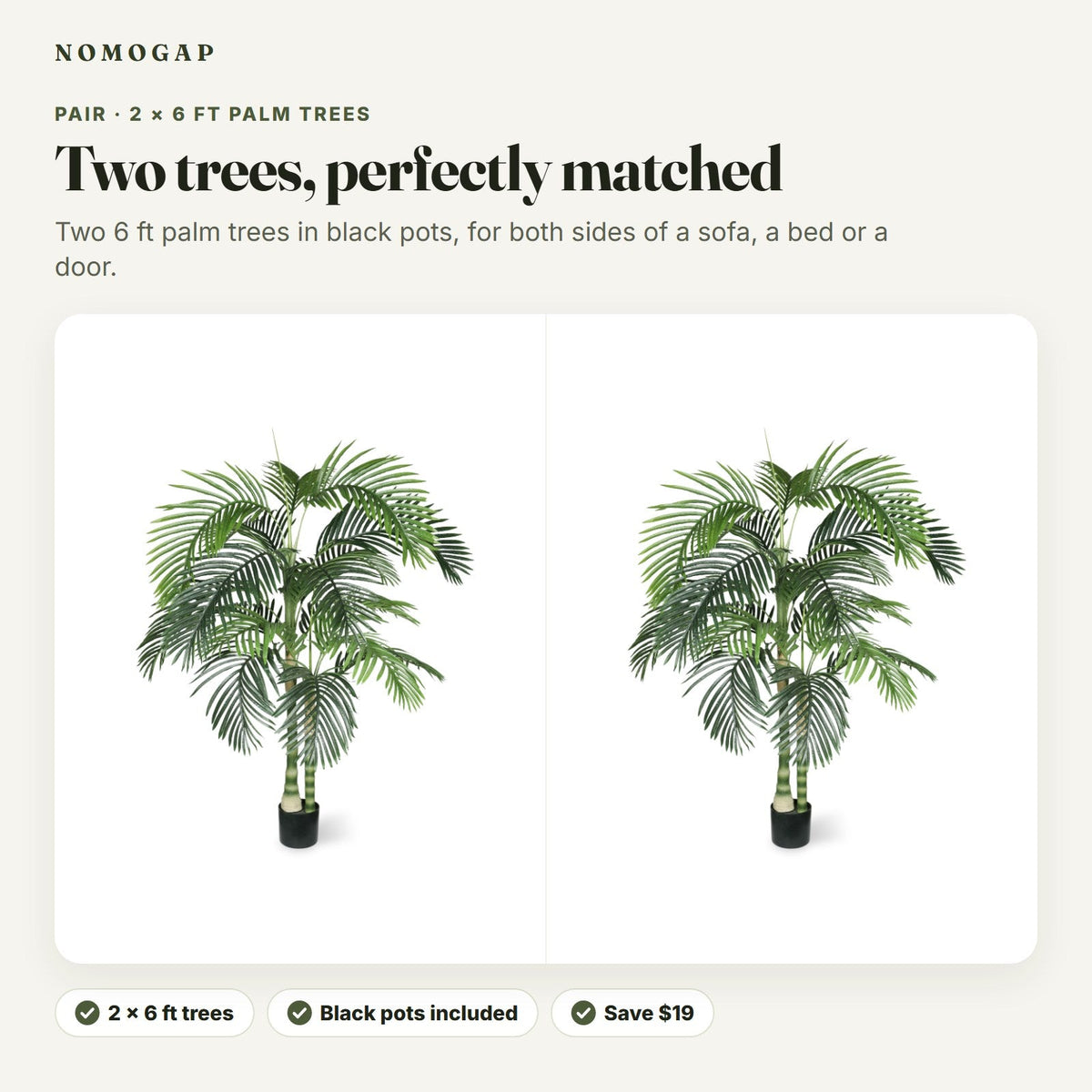 Pair of 6 ft faux palm trees